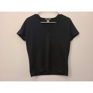 Vtg 90s Banana Republic Black Cashmere Short Sleeve Sweater V Neck Size Medium